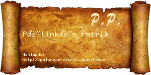 Pálinkás Patrik névjegykártya